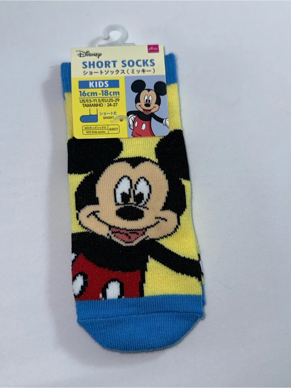 NWT-Disney x Daiso Mickey Mouse 1-Pair US: 9.5-11.5 Short Socks